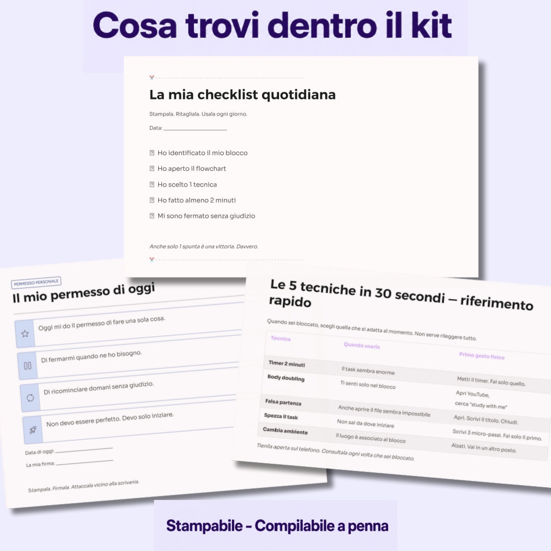 Kit Antiparalisi per ADHD — Guida PDF per Sbloccarti in 2 Minuti